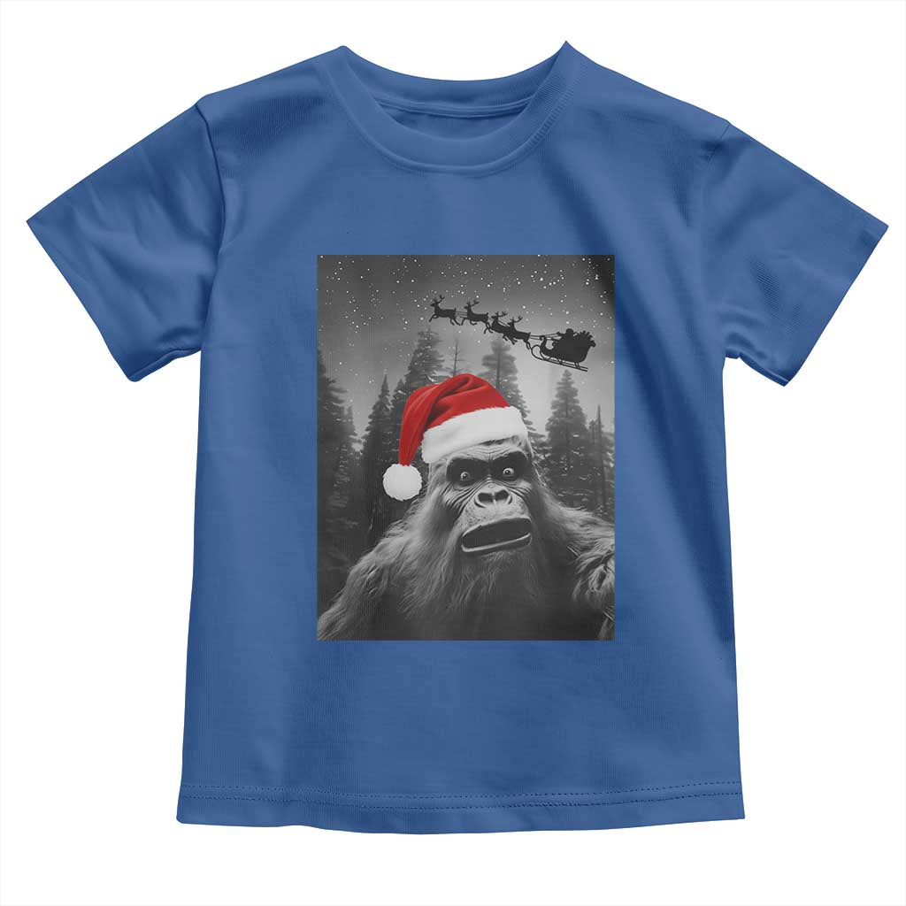 Funny Bigfoot Santas Sleigh Selfie Christmas Toddler T Shirt - Wonder Print Shop