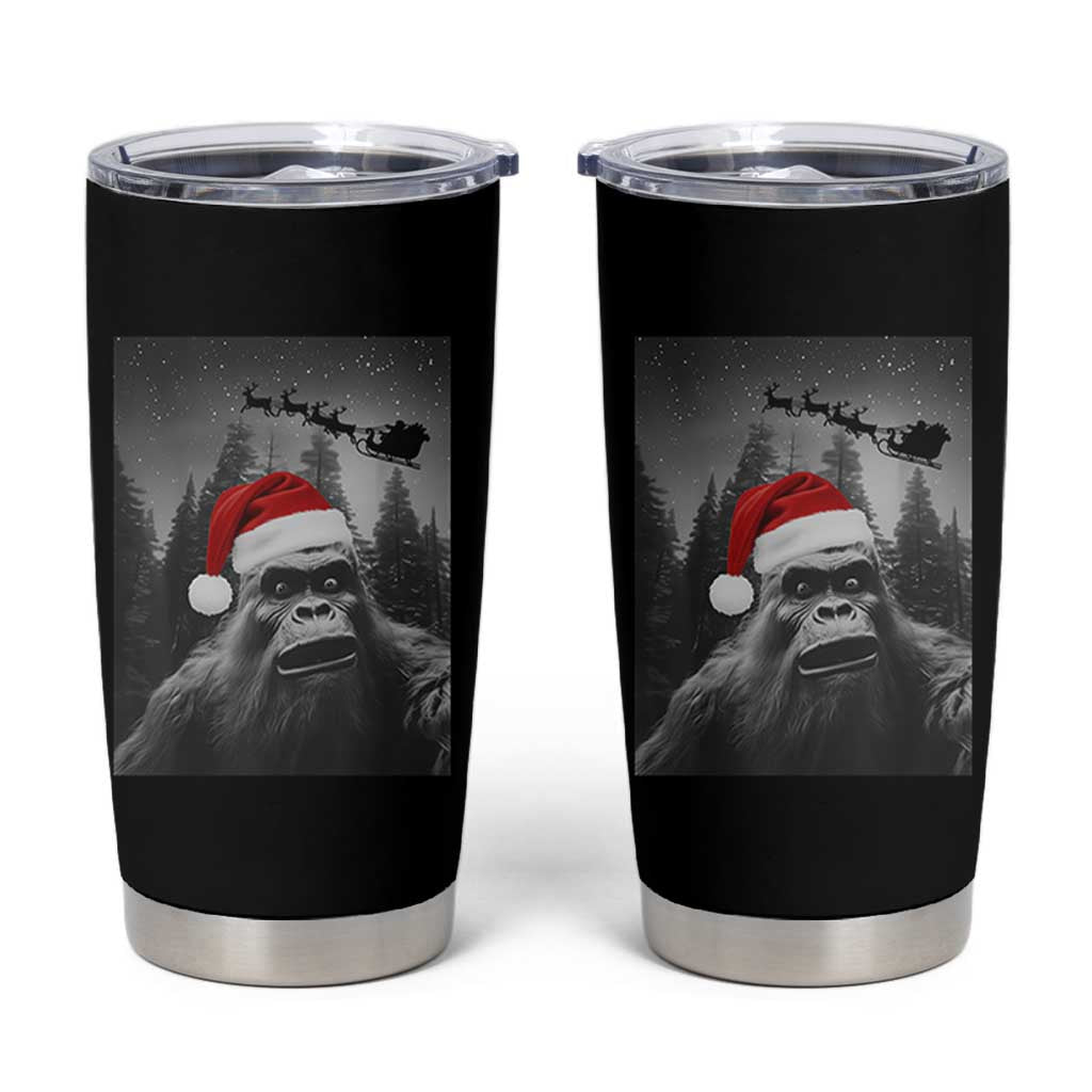 Funny Bigfoot Santas Sleigh Selfie Christmas Tumbler Cup - Wonder Print Shop