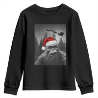 Funny Bigfoot Santas Sleigh Selfie Christmas Youth Sweatshirt - Wonder Print Shop