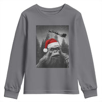 Funny Bigfoot Santas Sleigh Selfie Christmas Youth Sweatshirt - Wonder Print Shop