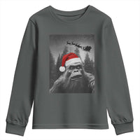 Funny Bigfoot Santas Sleigh Selfie Christmas Youth Sweatshirt - Wonder Print Shop