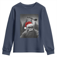 Funny Bigfoot Santas Sleigh Selfie Christmas Youth Sweatshirt - Wonder Print Shop