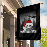 Funny Cat Selfie With Santas Sleigh Christmas Garden Flag - Wonder Print Shop