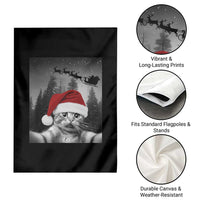 Funny Cat Selfie With Santas Sleigh Christmas Garden Flag - Wonder Print Shop