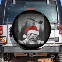 Funny Cat Selfie With Santas Sleigh Christmas Spare Tire Cover - Wonder Print Shop