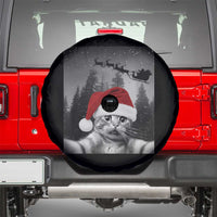 Funny Cat Selfie With Santas Sleigh Christmas Spare Tire Cover - Wonder Print Shop
