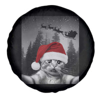 Funny Cat Selfie With Santas Sleigh Christmas Spare Tire Cover - Wonder Print Shop
