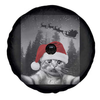 Funny Cat Selfie With Santas Sleigh Christmas Spare Tire Cover - Wonder Print Shop