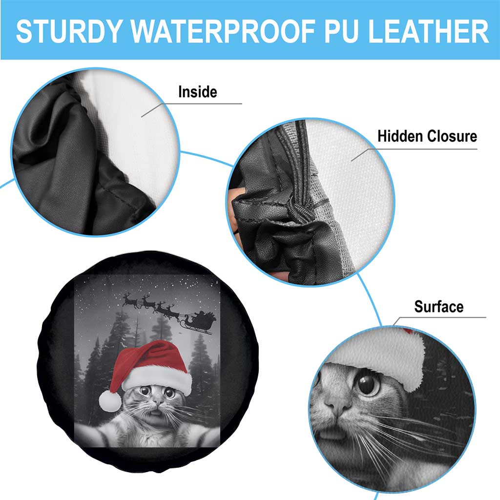 Funny Cat Selfie With Santas Sleigh Christmas Spare Tire Cover - Wonder Print Shop