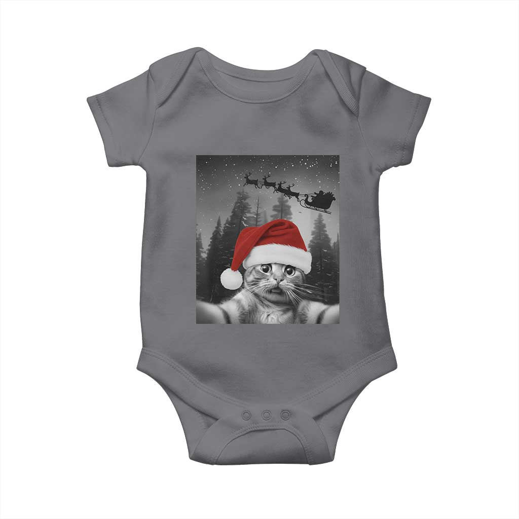 Funny Cat Selfie With Santas Sleigh Christmas Baby Onesie - Wonder Print Shop