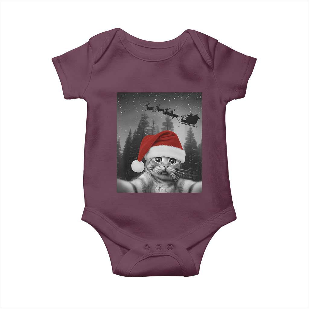 Funny Cat Selfie With Santas Sleigh Christmas Baby Onesie - Wonder Print Shop