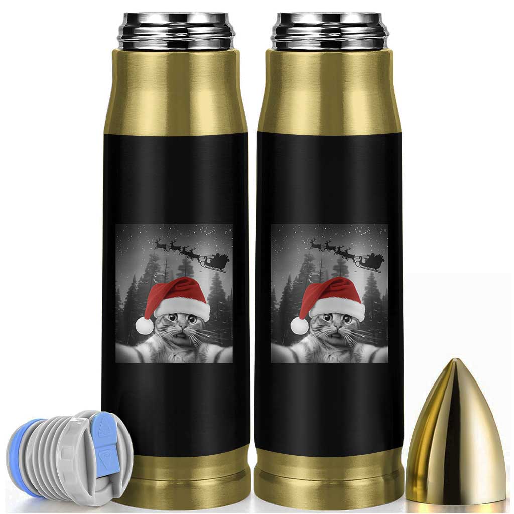 Funny Cat Selfie With Santas Sleigh Christmas Bullet Tumbler - Wonder Print Shop