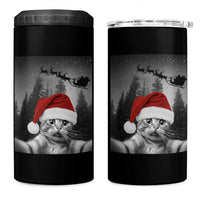 Funny Cat Selfie With Santas Sleigh Christmas 4 in 1 Can Cooler Tumbler - Wonder Print Shop