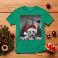 Funny Cat Selfie With Santas Sleigh Christmas T Shirt - Wonder Print Shop