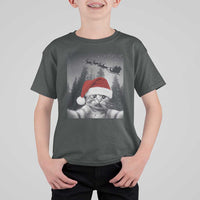 Funny Cat Selfie With Santas Sleigh Christmas T Shirt For Kid - Wonder Print Shop