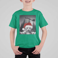 Funny Cat Selfie With Santas Sleigh Christmas T Shirt For Kid - Wonder Print Shop
