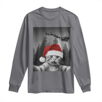 Funny Cat Selfie With Santas Sleigh Christmas Long Sleeve Shirt - Wonder Print Shop