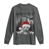 Funny Cat Selfie With Santas Sleigh Christmas Long Sleeve Shirt - Wonder Print Shop