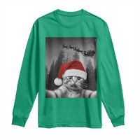Funny Cat Selfie With Santas Sleigh Christmas Long Sleeve Shirt - Wonder Print Shop