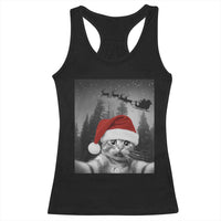 Funny Cat Selfie With Santas Sleigh Christmas Racerback Tank Top - Wonder Print Shop