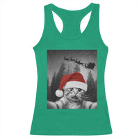 Funny Cat Selfie With Santas Sleigh Christmas Racerback Tank Top - Wonder Print Shop