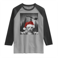 Funny Cat Selfie With Santas Sleigh Christmas Raglan Shirt - Wonder Print Shop