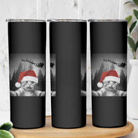 Funny Cat Selfie With Santas Sleigh Christmas Skinny Tumbler - Wonder Print Shop