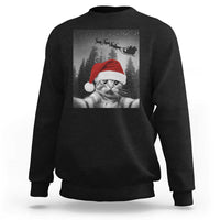 Funny Cat Selfie With Santas Sleigh Christmas Sweatshirt - Wonder Print Shop