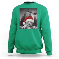 Funny Cat Selfie With Santas Sleigh Christmas Sweatshirt - Wonder Print Shop