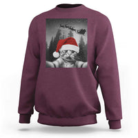 Funny Cat Selfie With Santas Sleigh Christmas Sweatshirt - Wonder Print Shop