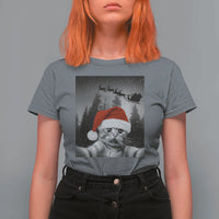 Funny Cat Selfie With Santas Sleigh Christmas T Shirt For Women - Wonder Print Shop