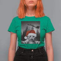 Funny Cat Selfie With Santas Sleigh Christmas T Shirt For Women - Wonder Print Shop