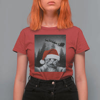 Funny Cat Selfie With Santas Sleigh Christmas T Shirt For Women - Wonder Print Shop