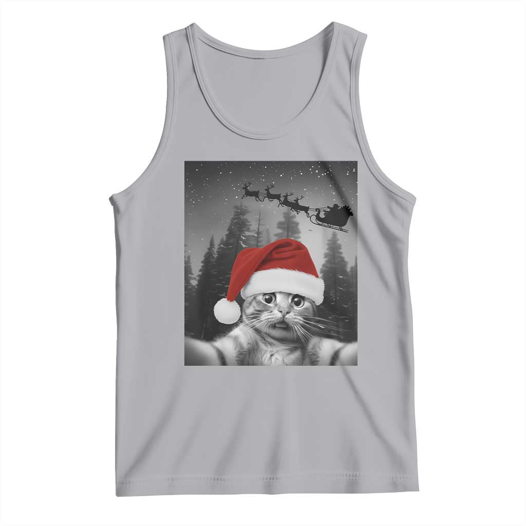 Funny Cat Selfie With Santas Sleigh Christmas Tank Top - Wonder Print Shop