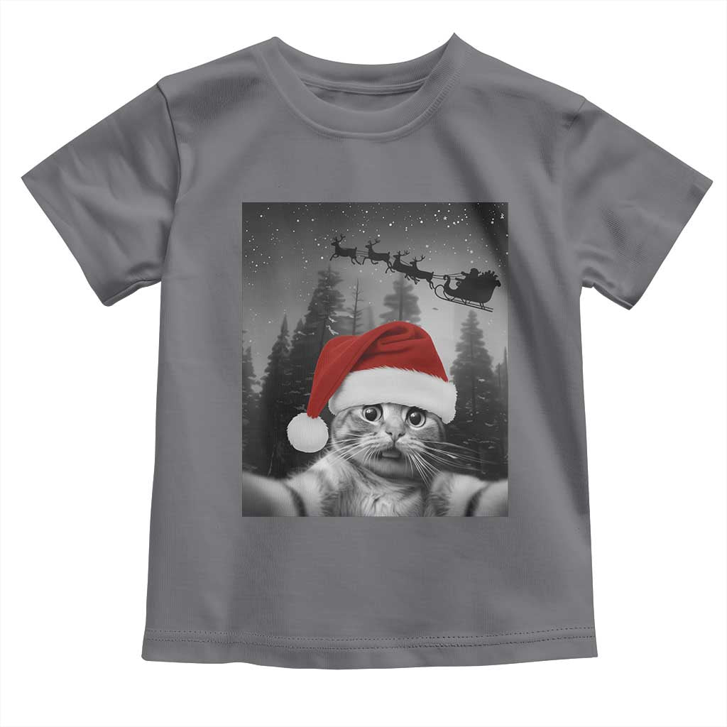 Funny Cat Selfie With Santas Sleigh Christmas Toddler T Shirt - Wonder Print Shop
