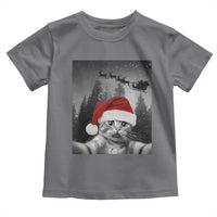 Funny Cat Selfie With Santas Sleigh Christmas Toddler T Shirt - Wonder Print Shop