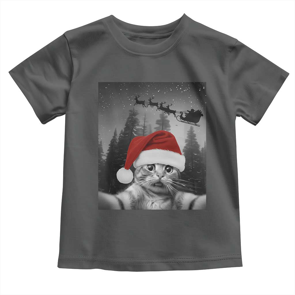 Funny Cat Selfie With Santas Sleigh Christmas Toddler T Shirt - Wonder Print Shop