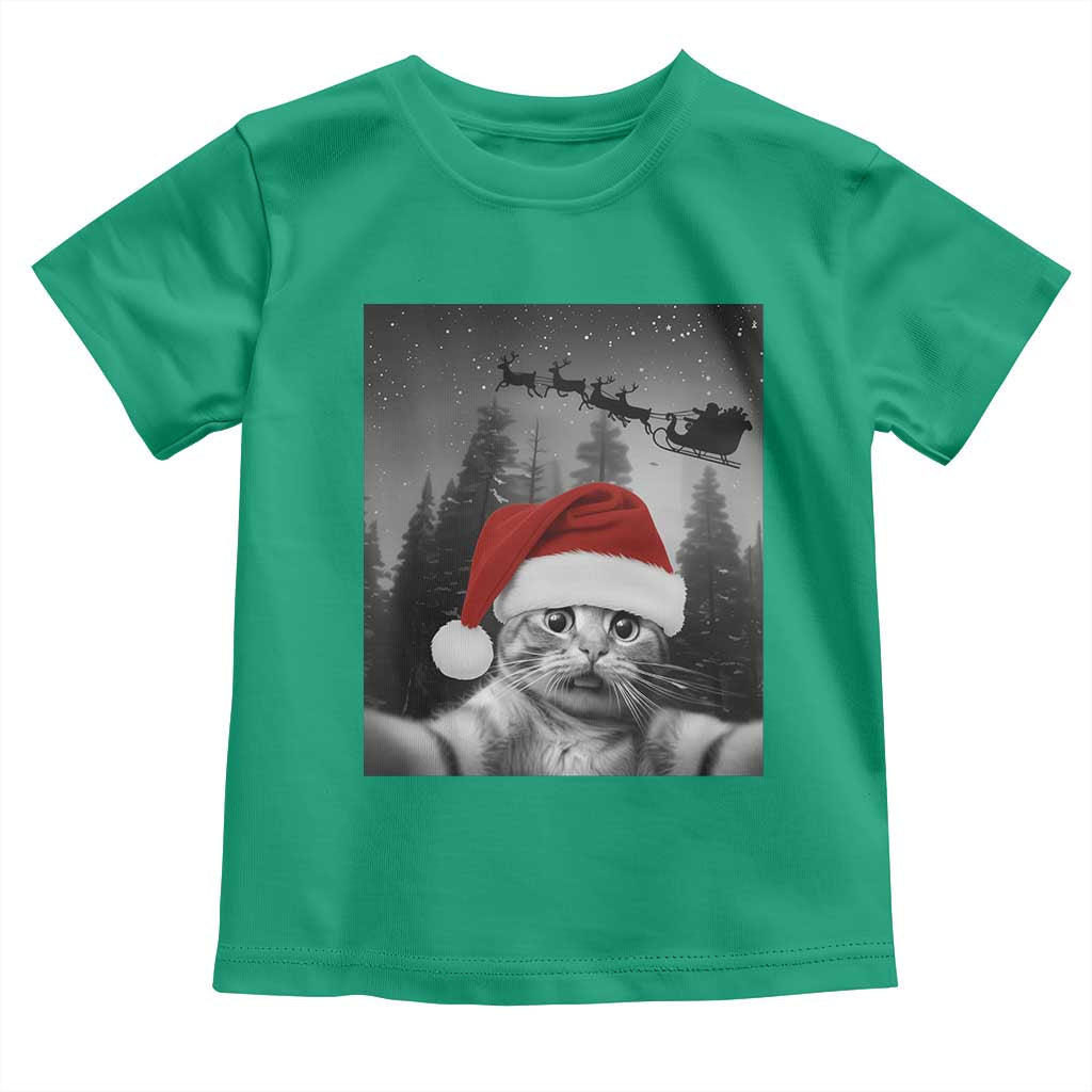 Funny Cat Selfie With Santas Sleigh Christmas Toddler T Shirt - Wonder Print Shop