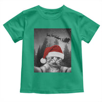 Funny Cat Selfie With Santas Sleigh Christmas Toddler T Shirt - Wonder Print Shop