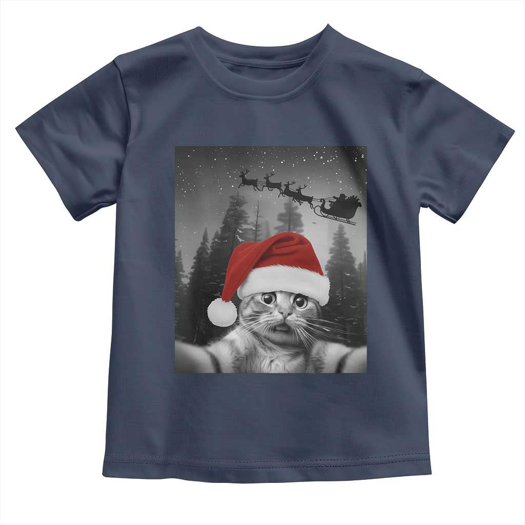 Funny Cat Selfie With Santas Sleigh Christmas Toddler T Shirt - Wonder Print Shop