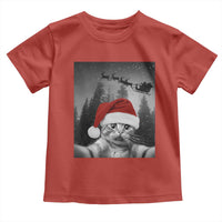 Funny Cat Selfie With Santas Sleigh Christmas Toddler T Shirt - Wonder Print Shop