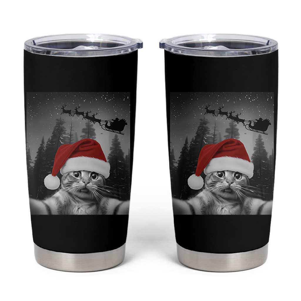 Funny Cat Selfie With Santas Sleigh Christmas Tumbler Cup - Wonder Print Shop