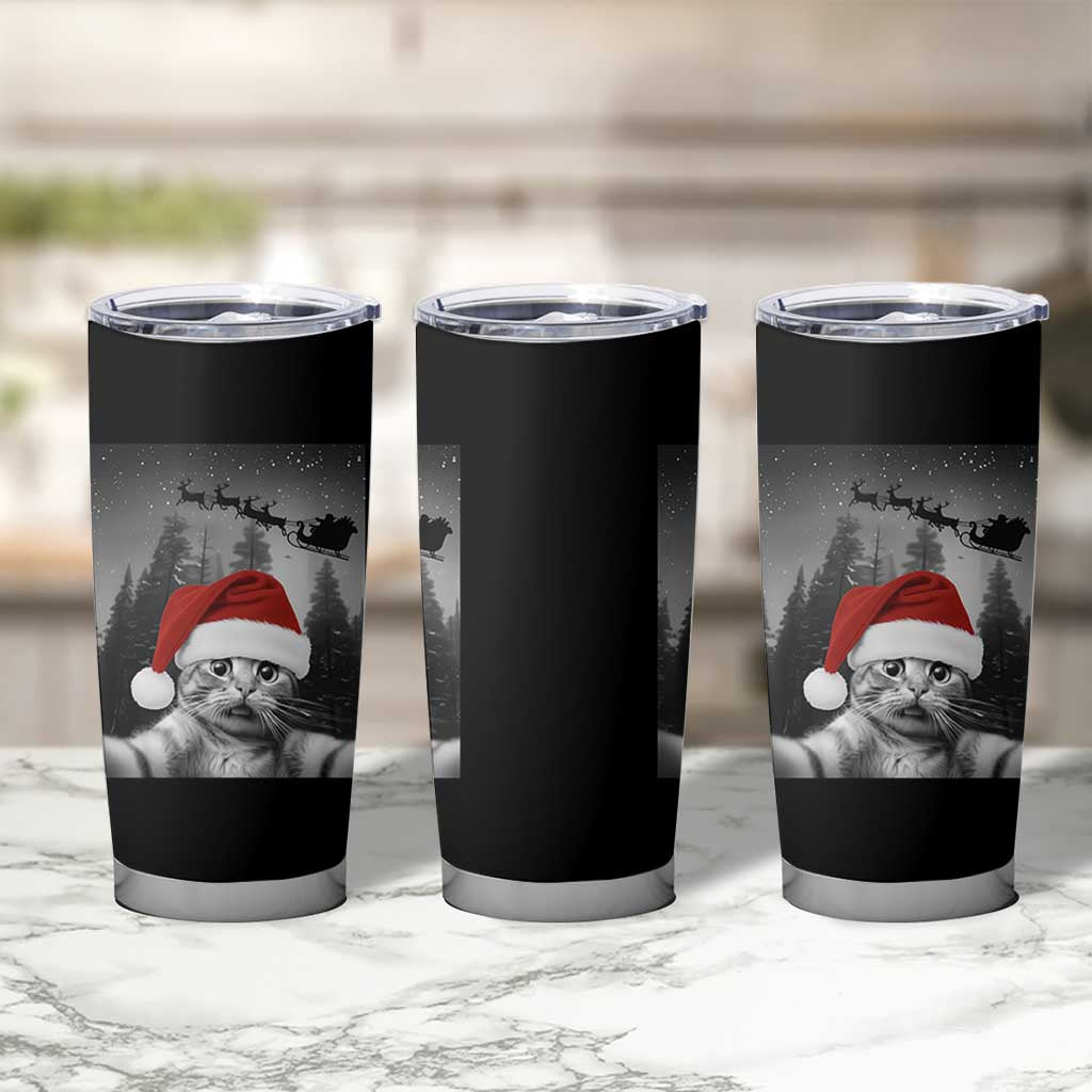 Funny Cat Selfie With Santas Sleigh Christmas Tumbler Cup - Wonder Print Shop