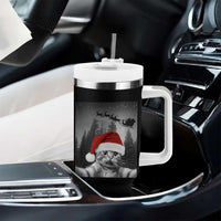 Funny Cat Selfie With Santas Sleigh Christmas Tumbler With Handle - Wonder Print Shop