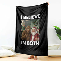 Funny Christmas Santa Bigfoot Throw Blanket I Believe In Both Xmas Holiday - Wonder Print Shop