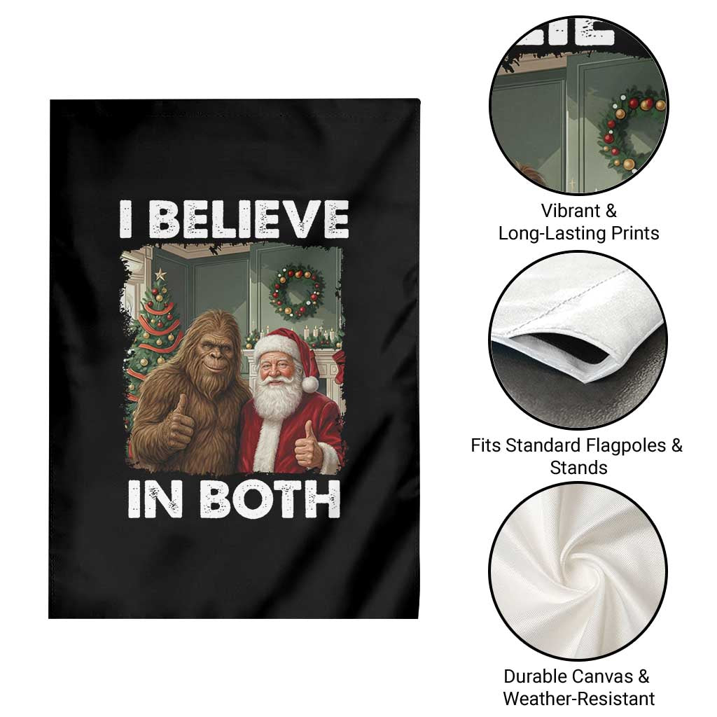 Funny Christmas Santa Bigfoot Garden Flag I Believe In Both Xmas Holiday - Wonder Print Shop
