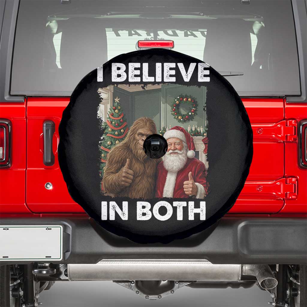 Funny Christmas Santa Bigfoot Spare Tire Cover I Believe In Both Xmas Holiday - Wonder Print Shop