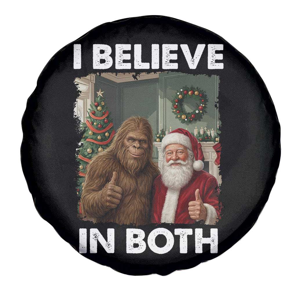 Funny Christmas Santa Bigfoot Spare Tire Cover I Believe In Both Xmas Holiday - Wonder Print Shop