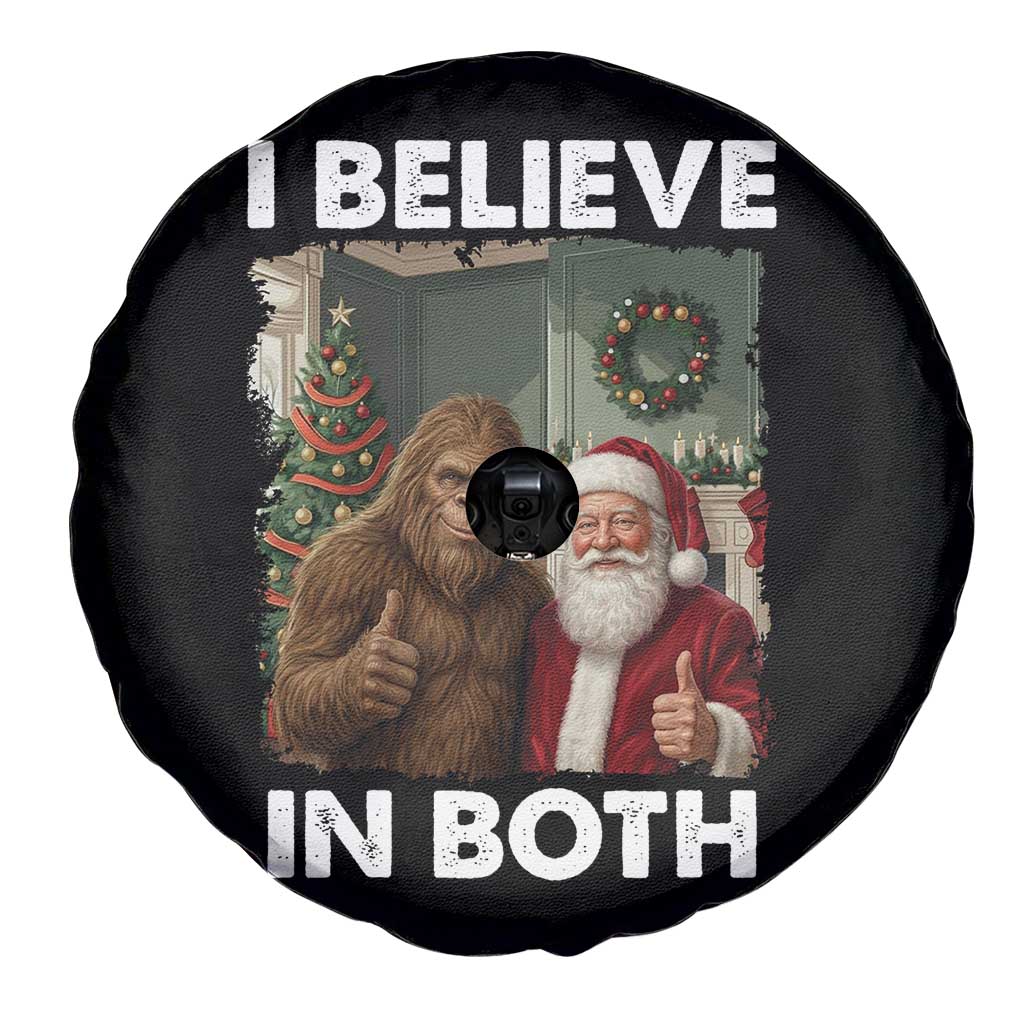 Funny Christmas Santa Bigfoot Spare Tire Cover I Believe In Both Xmas Holiday - Wonder Print Shop