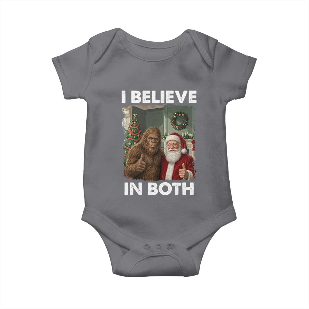 Funny Christmas Santa Bigfoot Baby Onesie I Believe In Both Xmas Holiday - Wonder Print Shop